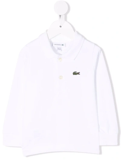 Lacoste Babies' Chest Logo-patch Polo Shirt In 白色