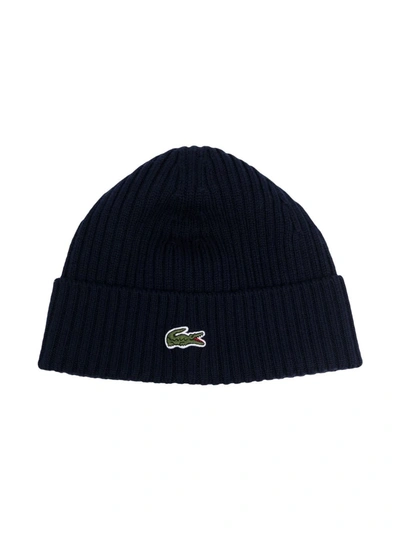 Lacoste Logo-patch Beanie In 蓝色