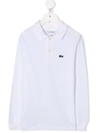 Lacoste Long-sleeve Cotton Polo Top In 白色