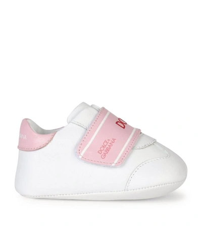 Dolce & Gabbana Babies' Logo-print Touch-strap Sneakers In White