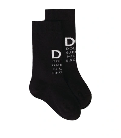 Dolce & Gabbana Little Kid's & Kid's Logo Crew Socks In Black