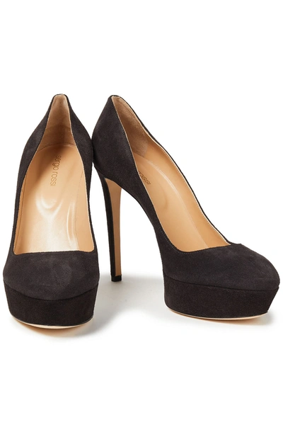 Sergio Rossi Suede Platform Pumps In Charcoal