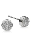 Monica Vinader Fiji Mini Diamond Button Stud Earrings In Silver