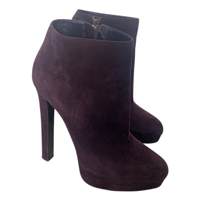 Pre-owned Alexander Mcqueen Ankle Boots In Purple