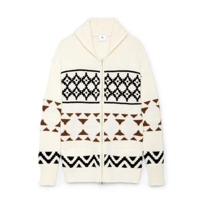 G. Label Beauchat Faire Isle Cardigan In Ivory,black,camel