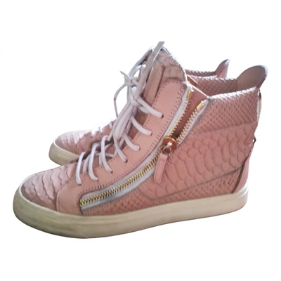 Pre-owned Giuseppe Zanotti Coby Leather Trainers In Pink