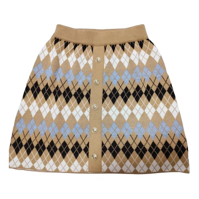 Pre-owned Maje Wool Mini Skirt In Beige