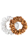 Slip Stardust Crystal-embellished Large Silk Scrunchie Set Of Two In Ivory