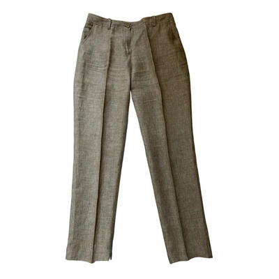 Pre-owned Luisa Spagnoli Linen Straight Pants In Brown
