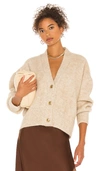 Anine Bing Maxwell Mohair & Wool Blend Cardigan Sweater In Beige