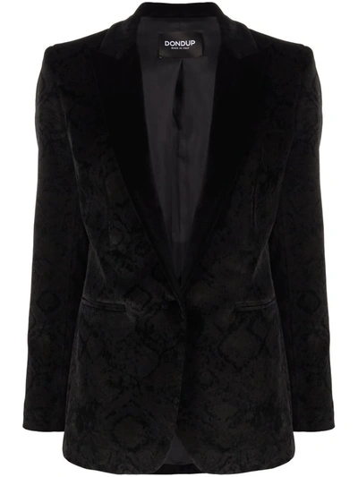 Dondup Velvet Single-breasted Blazer In Black