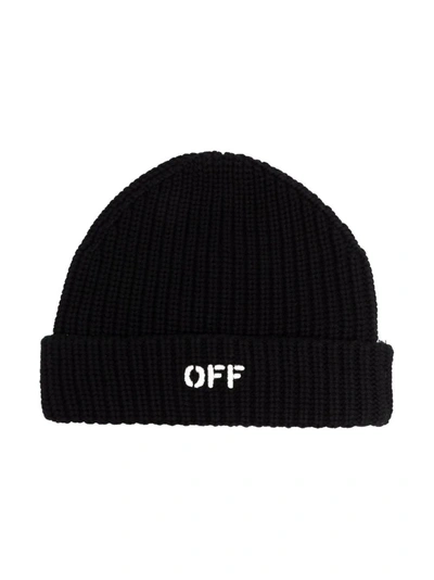 Off-white Embroidered-logo Beanie In Black
