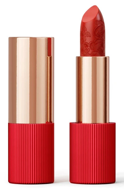 La Perla Refillable Matte Silk Lipstick In Tangelo Red