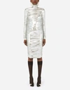 DOLCE & GABBANA FOILED JERSEY MINI DRESS WITH DRAPING