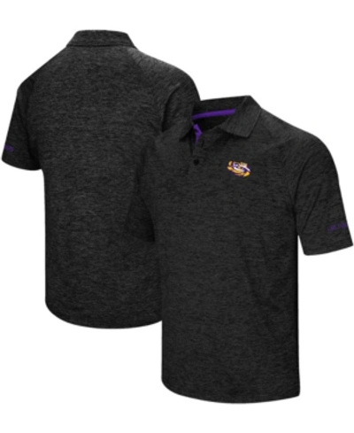 Colosseum Men's  Black Lsu Tigers Down Swing Polo Shirt In Heather Black