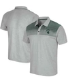 COLOSSEUM MEN'S GRAY MICHIGAN STATE SPARTANS NEEDLES POLO SHIRT