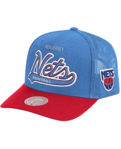 Mitchell & Ness Men's Light Blue, Red New Jersey Nets Hardwood Classics Truck Stop Snapback Adjustable Hat