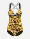 DOLCE & GABBANA ONE-PIECE SWIMSUIT WITH PLUNGING NECKLINE AND BRANDED ELASTIC