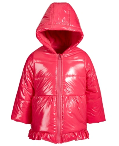 First Impressions Kids' Baby Girls Glossy Puffer Coat, Created For Macy's In Raspberry Pink