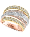 Effy Collection Effy Diamond Multirow Crossover Statement Ring (1-3/8 Ct. T.w.) In 14k Gold, White Gold & Rose Gold In Tri- Tone