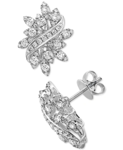 Effy Collection Effy Diamond Swirl Cluster Stud Earrings (1-1/4 Ct. T.w.) In 14k White Gold