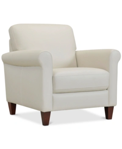 Furniture Closeout! Kared 35" Roll Arm Leather Chair, Created For Macy's In Sassari Chalk