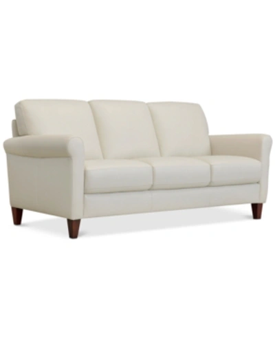 Furniture Kared 84" Roll Arm Leather Sofa, Created For Macy's In Sassari Chalk