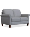 Furniture Closeout! Kared 60" Roll Arm Leather Loveseat, Created For Macy's In Sassari Grey