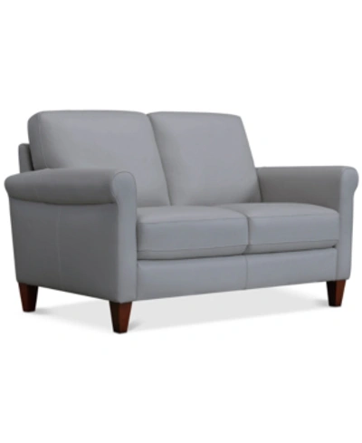 Furniture Closeout! Kared 60" Roll Arm Leather Loveseat, Created For Macy's In Sassari Grey