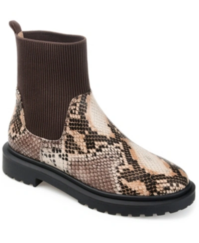 Journee Collection Women's Sabriel Sock Booties In Snake