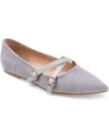 Journee Collection Womens Patricia Slip On Pointed Toe Ballet Flats In Gray