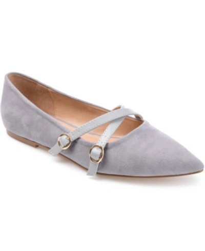 Journee Collection Women's Patricia Wide Width Slip On Pointed Toe Ballet Flats In Gray