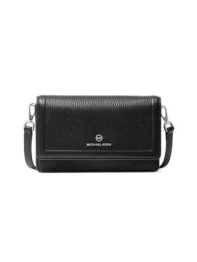 Michael Michael Kors Small Jet Set Charm Leather Crossbody Phone Case In Black