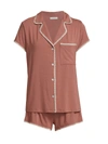 Eberjey Frida 2-piece Whip Stitch Pajama Set In Hazelnut Bone