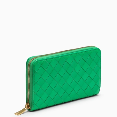 Bottega Veneta Green Braided Zip-around Wallet