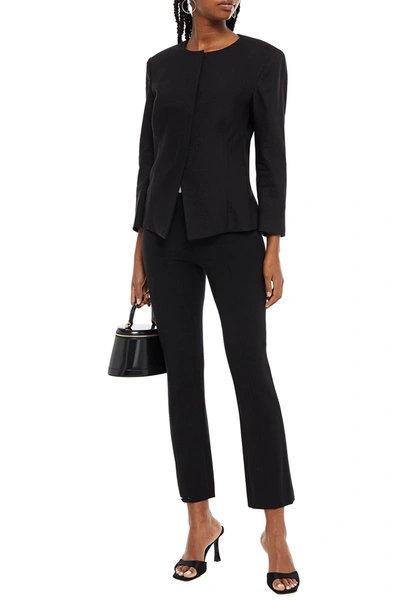 St John Linen-blend Twill Jacket In Black