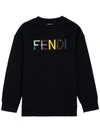 FENDI BLACK COTTON SWEATSHIRT WITH LOGO,JUH029AG18TF0GME