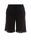Burberry Wool Shorts With Frayed Edges In Black