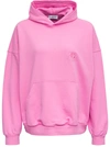 Balenciaga Wide Fit Embroidered Logo Cotton Hoodie In Pink