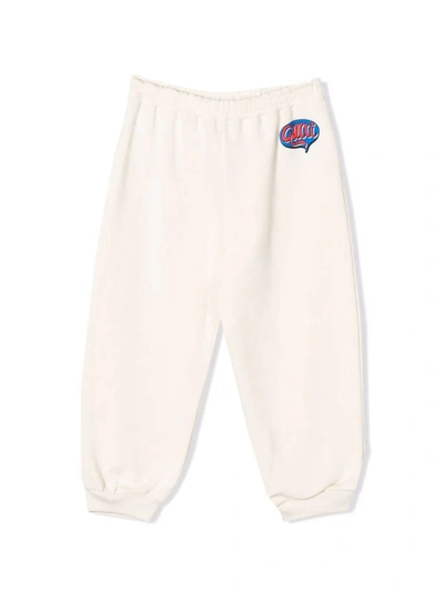 Gucci Babies' White Cotton Tracksuit Bottoms In Panna