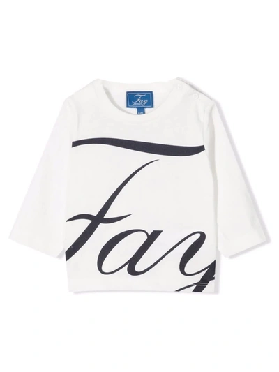 Fay Babies' Logo-print Cotton T-shirt In White