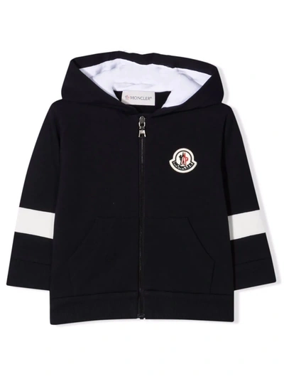Moncler Babies' Striped Cotton-blend Hoody 3-36 Months In Navy