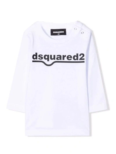 Dsquared2 Babies' White Cotton T-shirt In Bianco