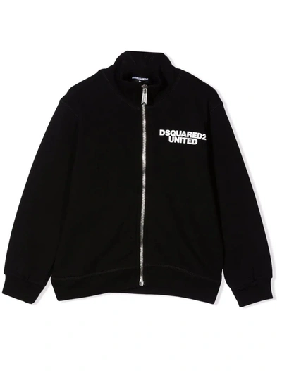 Dsquared2 Kids' Black Cotton Jacket In Nero