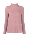 Vince Mock-neck Shaker Rib Cashmere Sweater In Pink