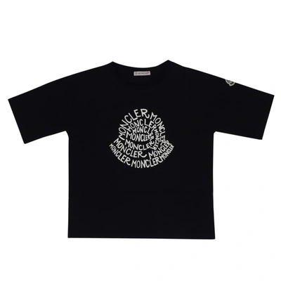 Moncler Kids' Logo棉质t恤 In Black