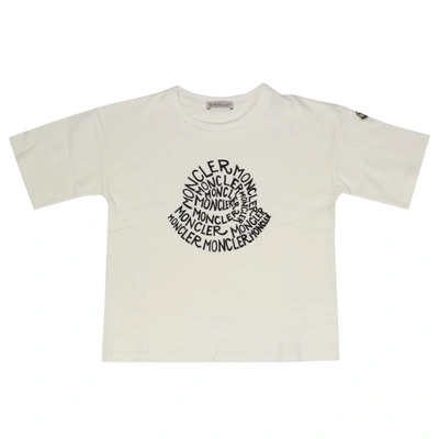 Moncler Kids' Logo棉质针织t恤 In White