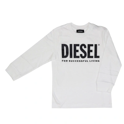 Diesel Kids' Tjustlogo ml T-shirt In White