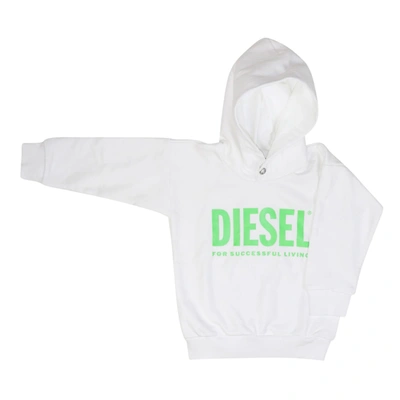 Diesel Kids' Sdivision-logox Over Sweatshirt In White / Green