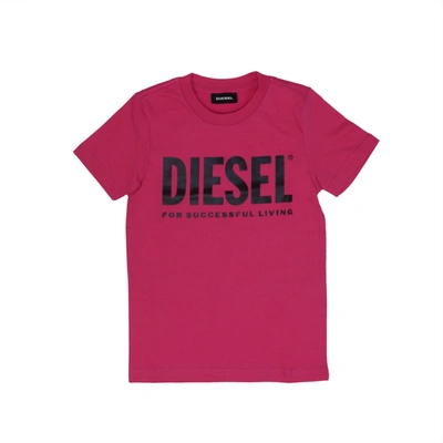 Diesel Kids' Tjustlogo T-shirt In Fuchsia